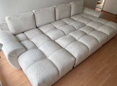 Azzuro Cream U Shape Corner Sofa – Full Back Plush Velvet