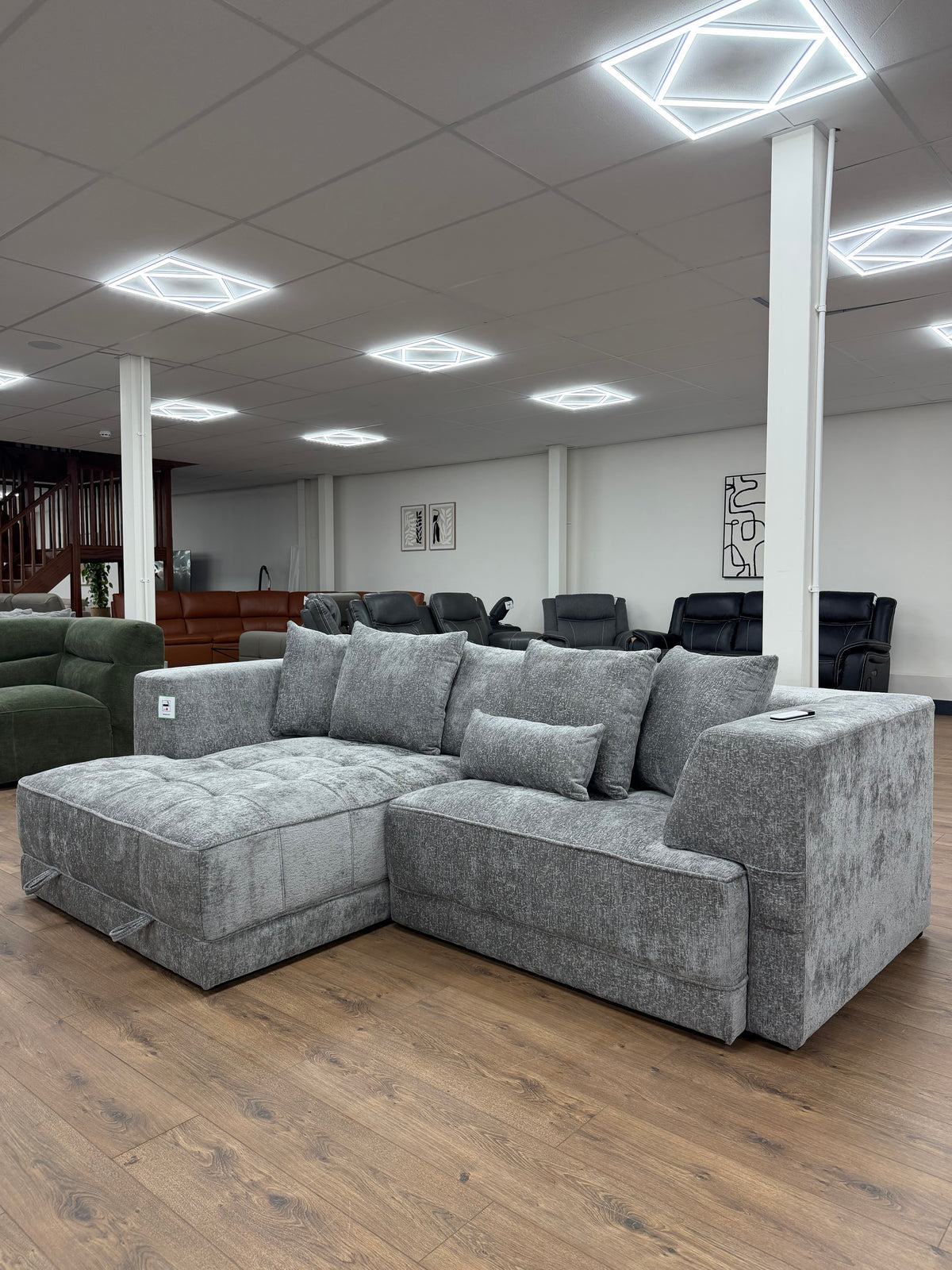 Brooklyn Electric Storage Left Hand Sofa Bed - Silver
