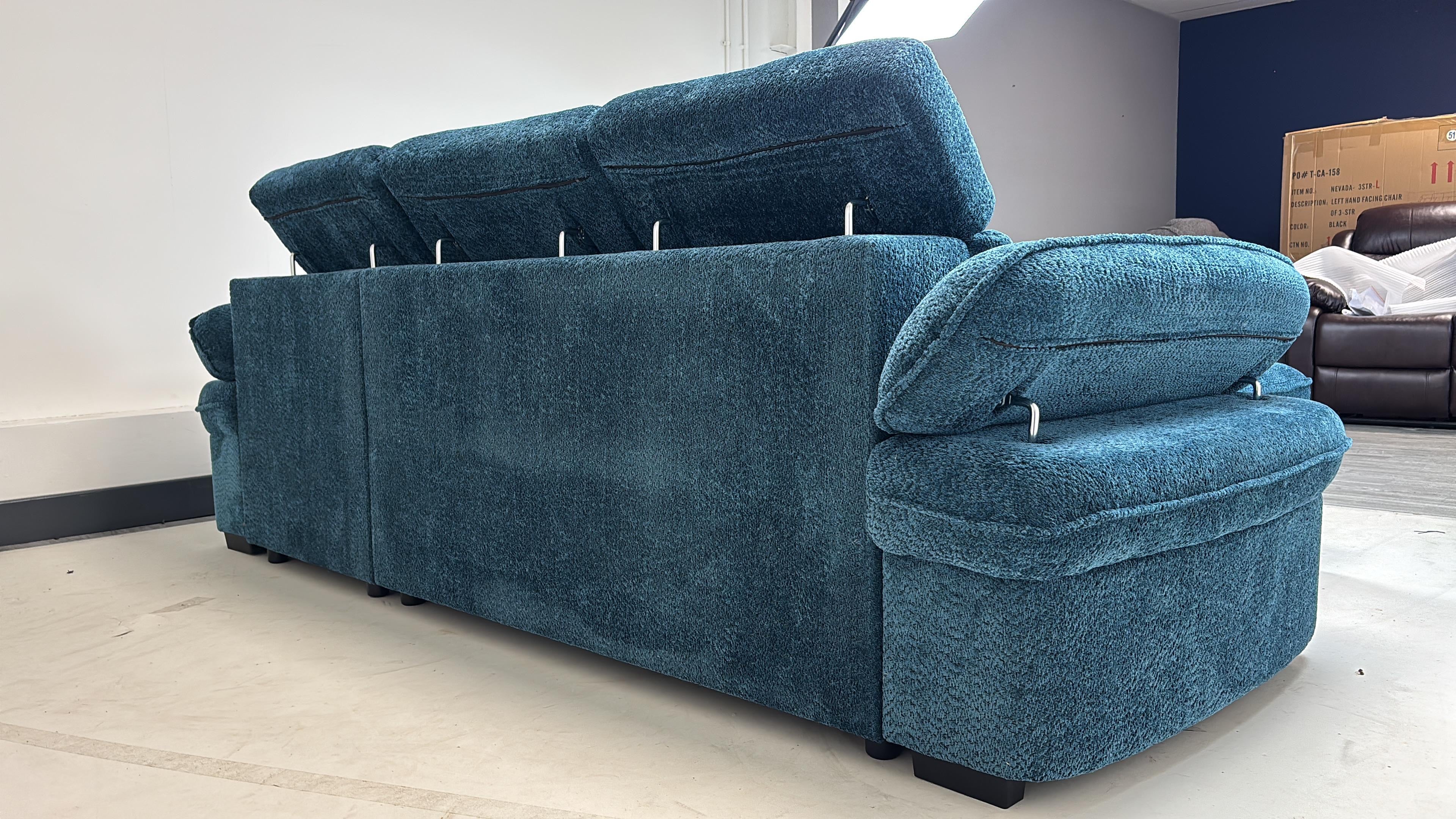 Hudson Universal Corner Sofa Bed - Blue
