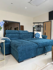 Hudson Universal Corner Sofa Bed - Blue