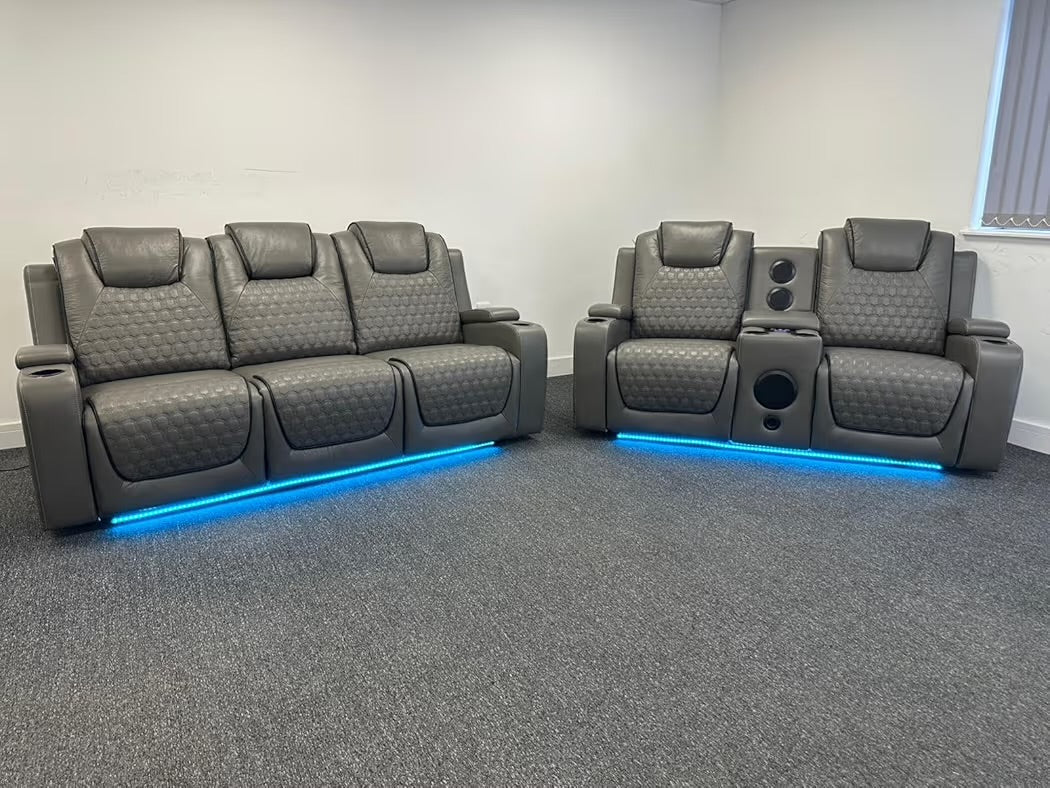 Tuscany 3+2 Electric Entertainment Recliner Sofa - Grey