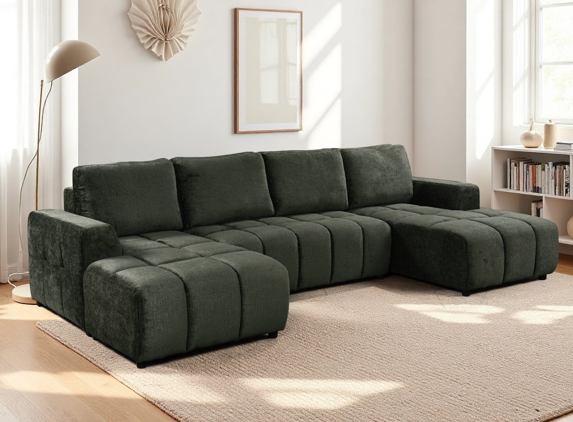 Shanghai Luxury U Shape Sofa Bed - Green