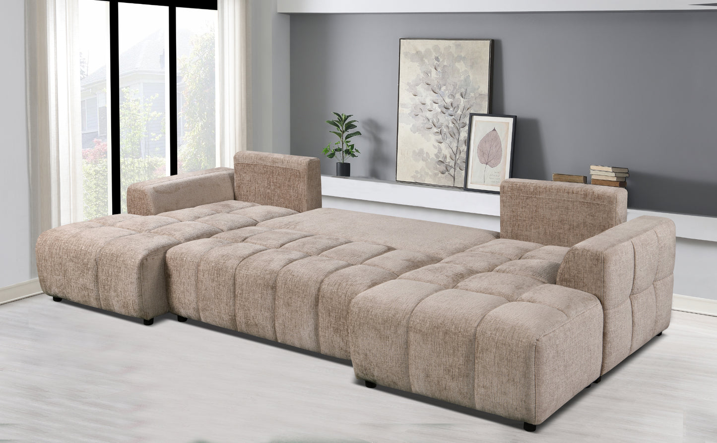 Shanghai Luxury U Shape Sofa Bed - Beige
