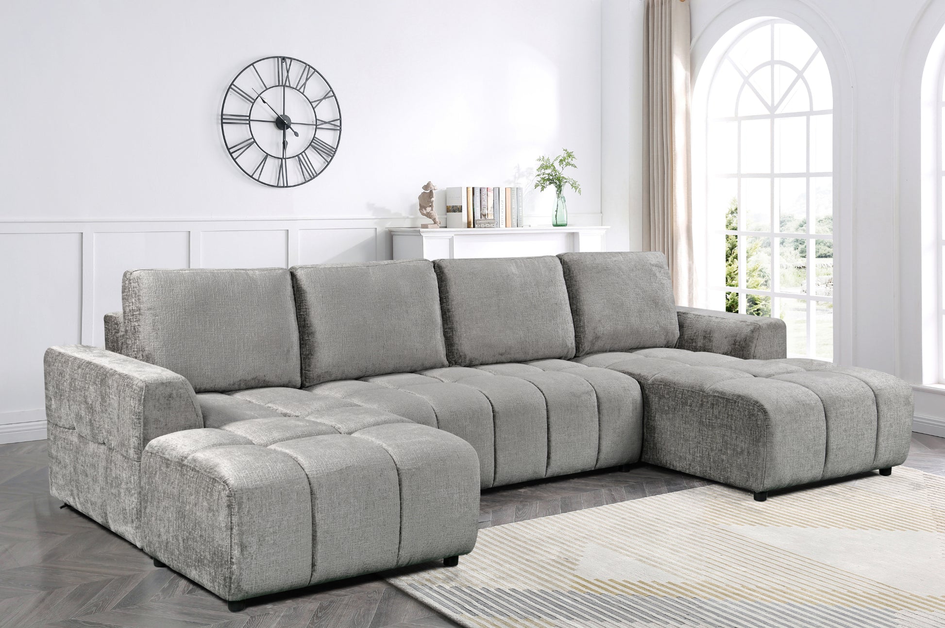 Shanghai Luxury U Shape Sofa Bed - Grey