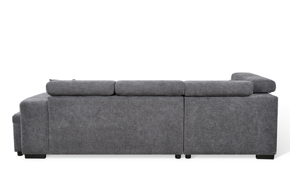 Amelia Dark Grey Chenille Fabric Corner Sofa Bed with Storage and Ottomans