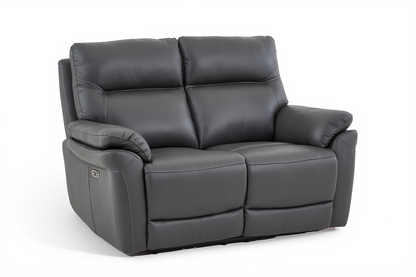 Cinecitta 2 Seater Electric Recliner Sofa - Dark Grey Leather - Image 4