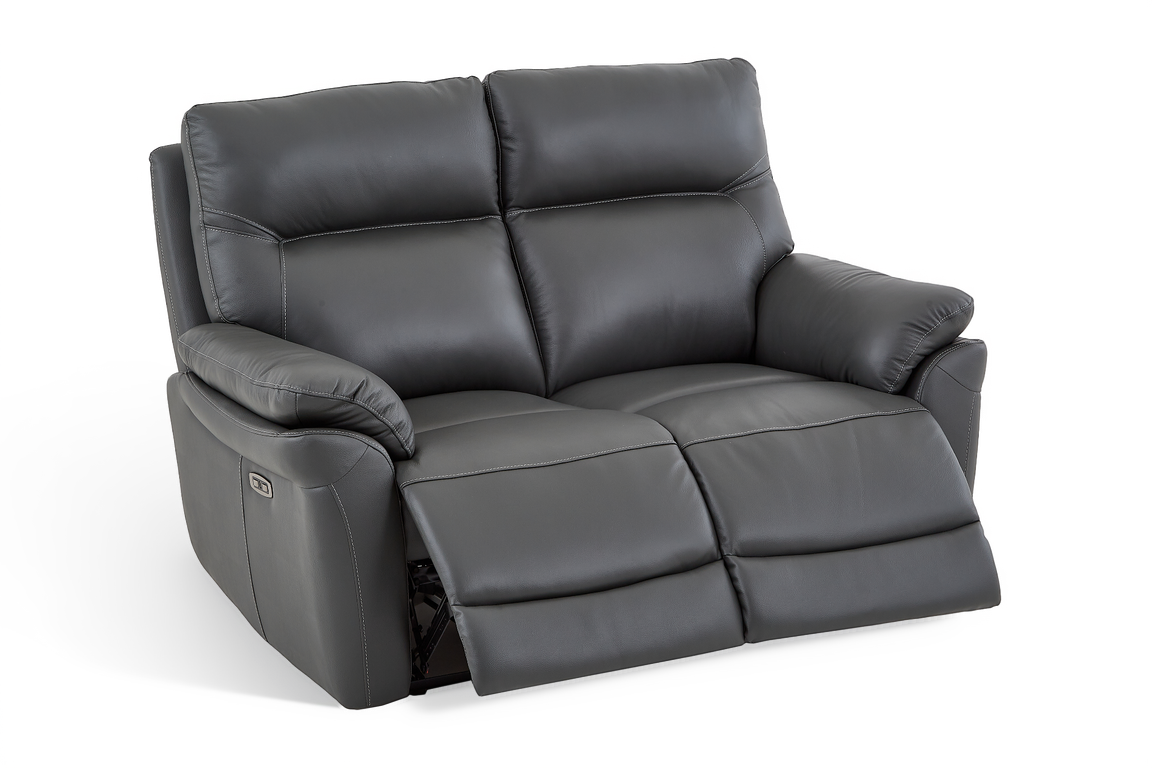 Cinecitta 2 Seater Electric Recliner Sofa - Dark Grey Leather - Image 3