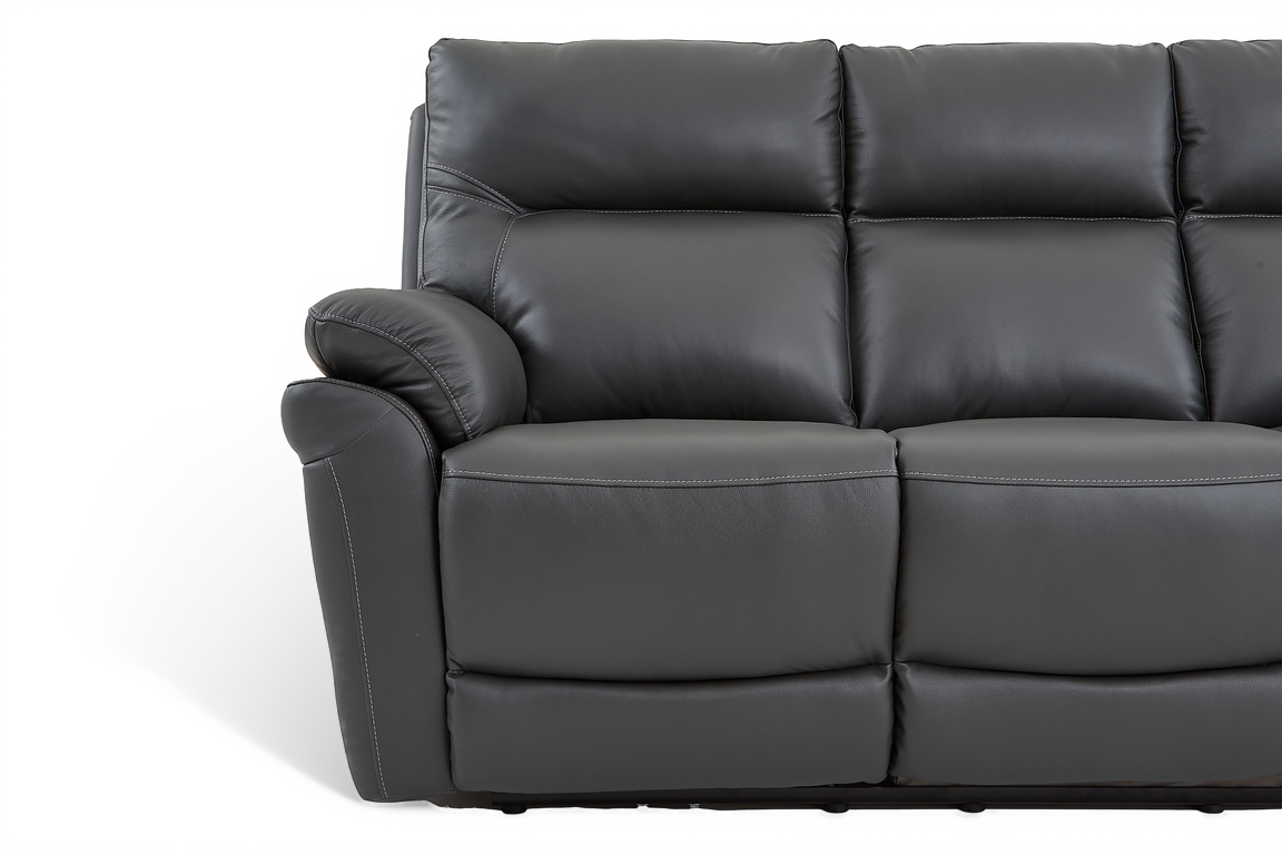 Cinecitta 3 Seater Electric Recliner Sofa - Dark Grey Leather - Image 7