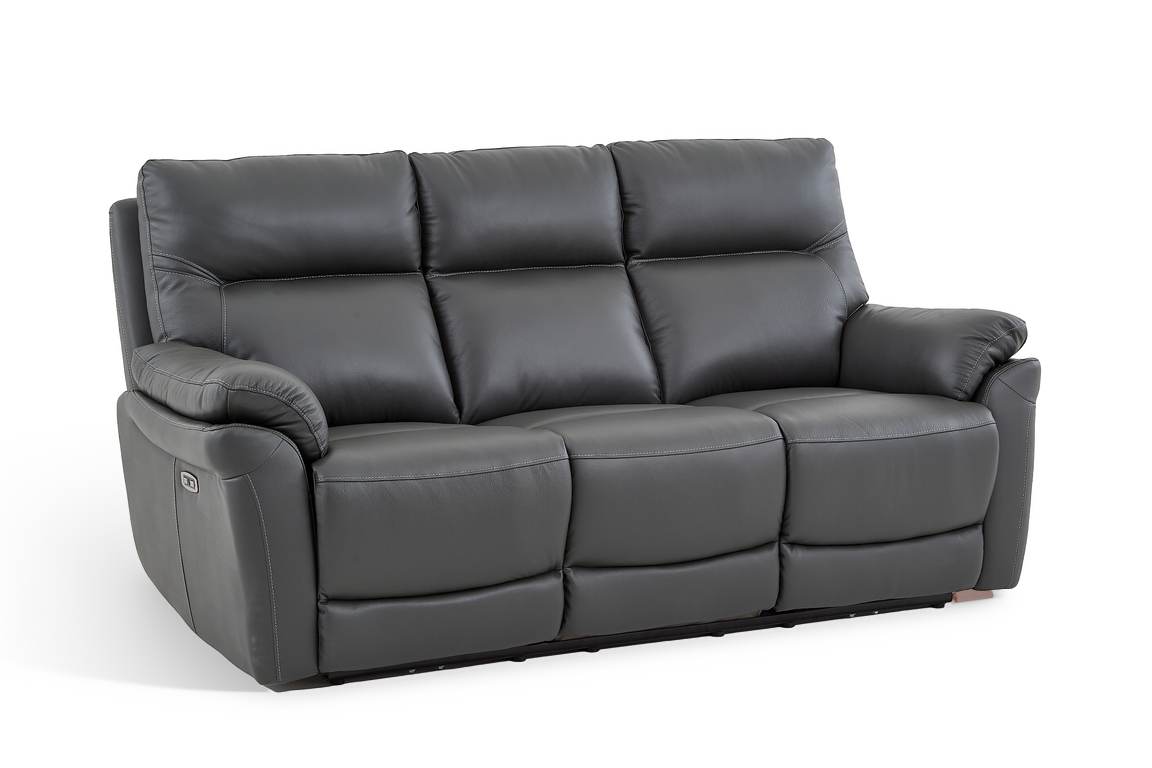Cinecitta 3 Seater Electric Recliner Sofa - Dark Grey Leather - Image 5