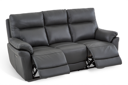 Cinecitta 3 Seater Electric Recliner Sofa - Dark Grey Leather - Image 3