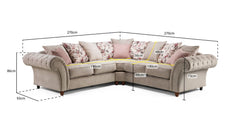 Deneishia Chesterfield Sofa Large Corner Seater  - Beige