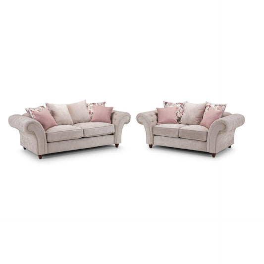 Deneishia Chesterfield Sofa Set - Beige