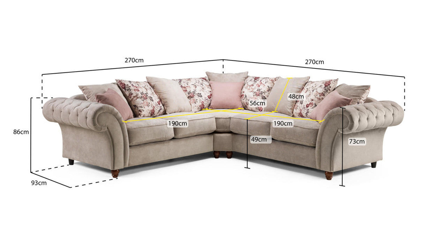 Deneishia Chesterfield Sofa Set - Beige