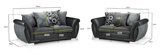 Dunfries Sofa 3+2 Seater - Black/Grey