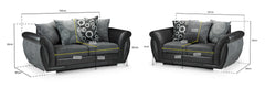 Dunfries Sofa 3+2 Seater - Black/Grey