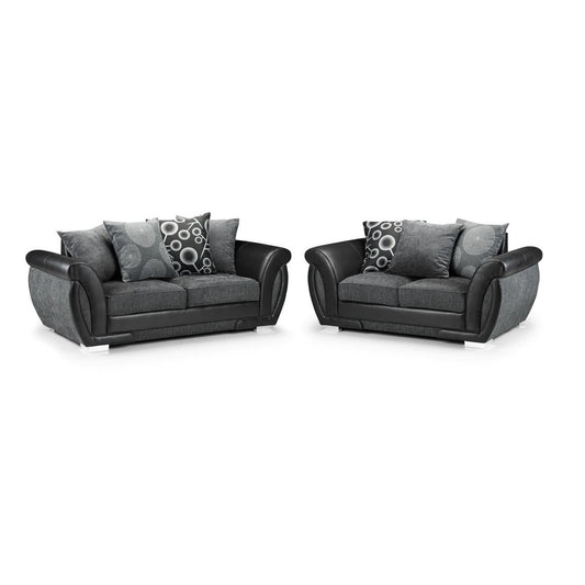 Dunfries Sofa Set - Black/Grey