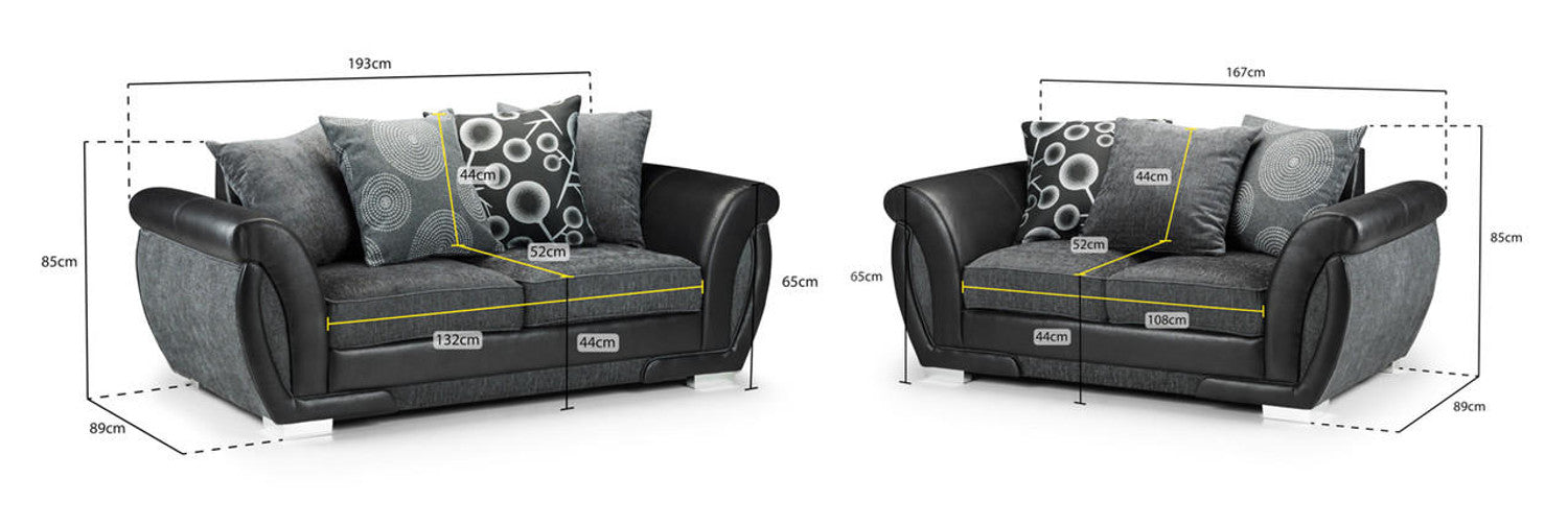 Dunfries Sofa Set - Black/Grey