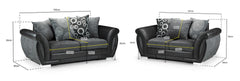 Dunfries Sofa Set - Black/Grey