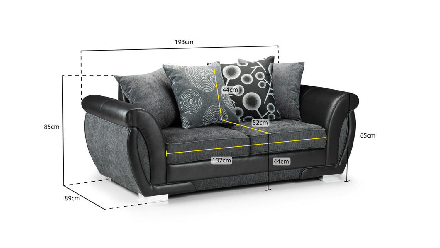 Dunfries Sofa Set - Black/Grey