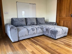 Azzuro Corner Sofa Bed With Storage - Universal Chaise - Plush Velvet  - Grey