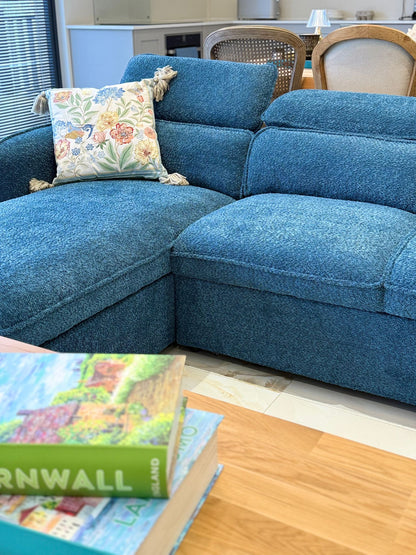 Capri Corner Sofa Bed With Storage - Blue - Universal Chaise - Pull Out Bed