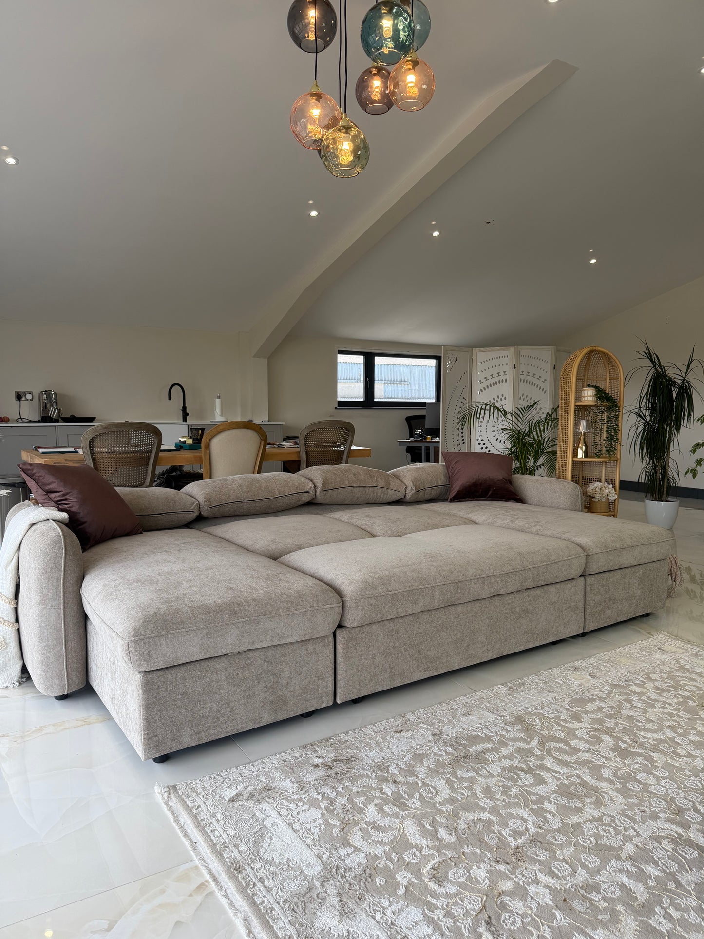Moscow U Shaped Storage Sofa Bed - Beige