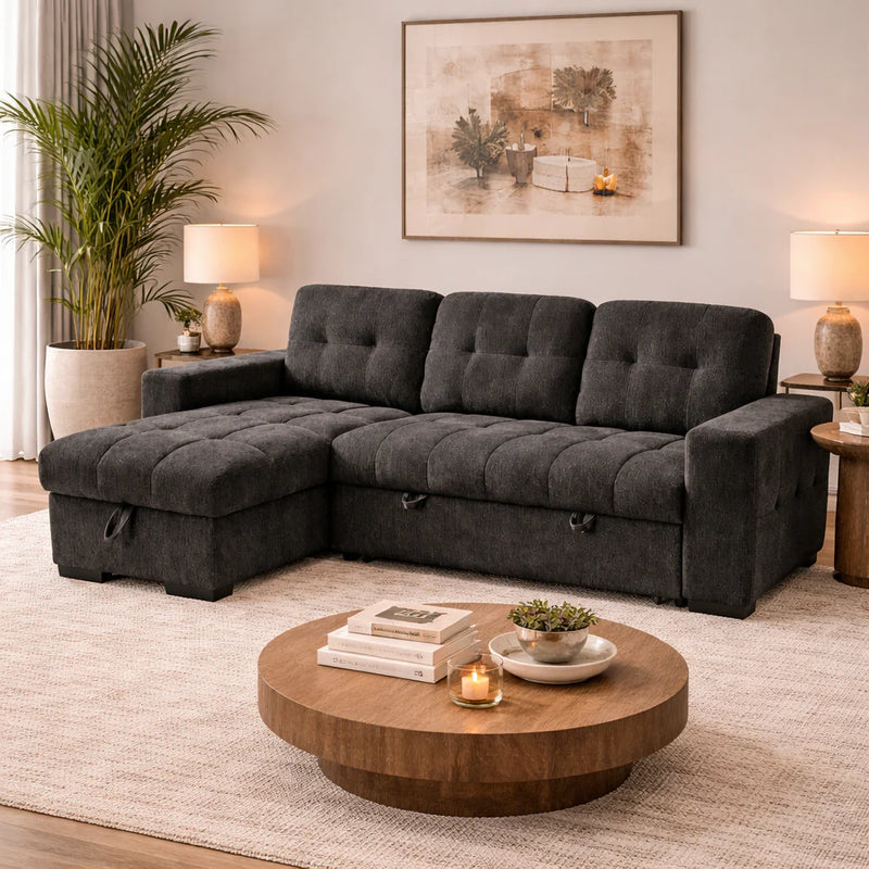 Palermo Universal Corner Sofabed With Storage - Grey