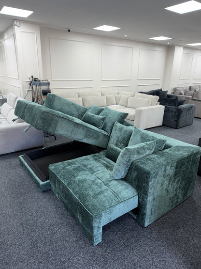 Brooklyn Electric Storage Right Hand Sofa Bed - Emerald