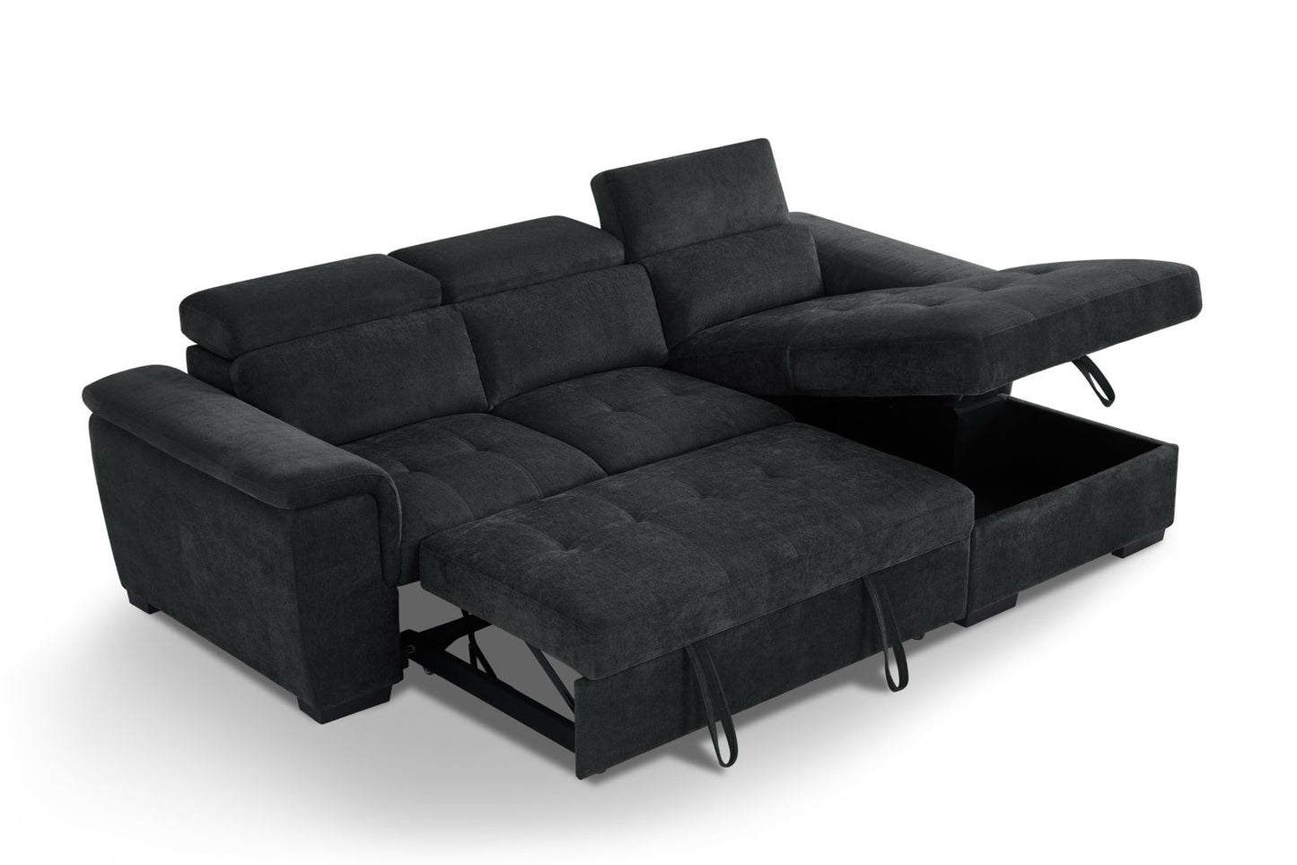 Alaya Storage L Shape Sofa Bed - Black