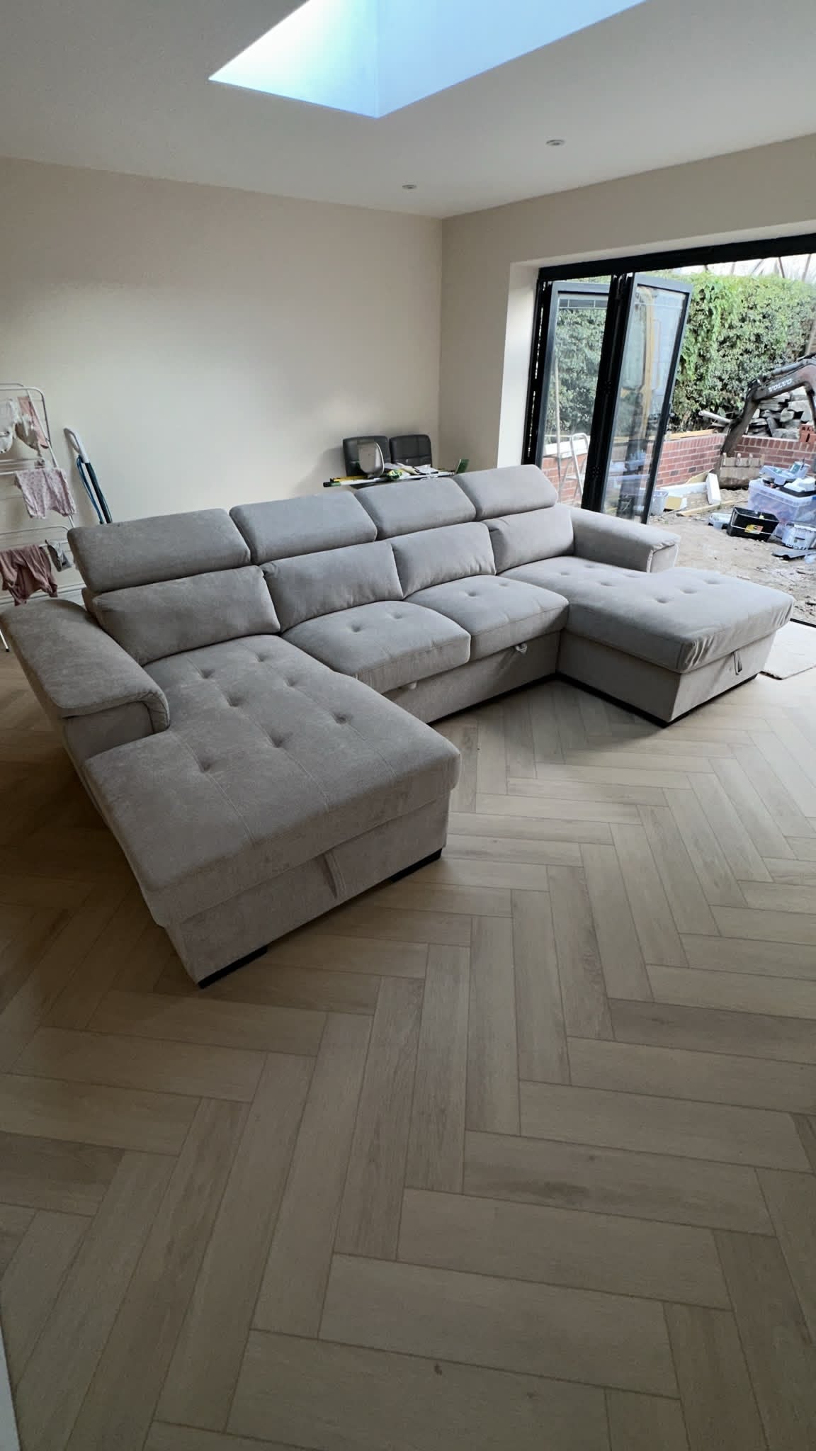 Alaya Storage U Shape Sofabed - Beige