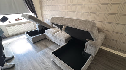 Alaya Storage U Shape Sofabed - Grey