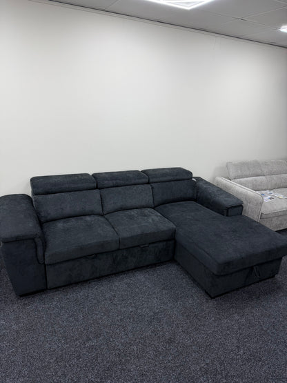Alaya Storage L Shape Sofa Bed - Black