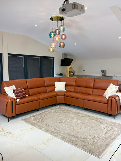 Resillience Power Electric Corner Sofa - Tan Leather