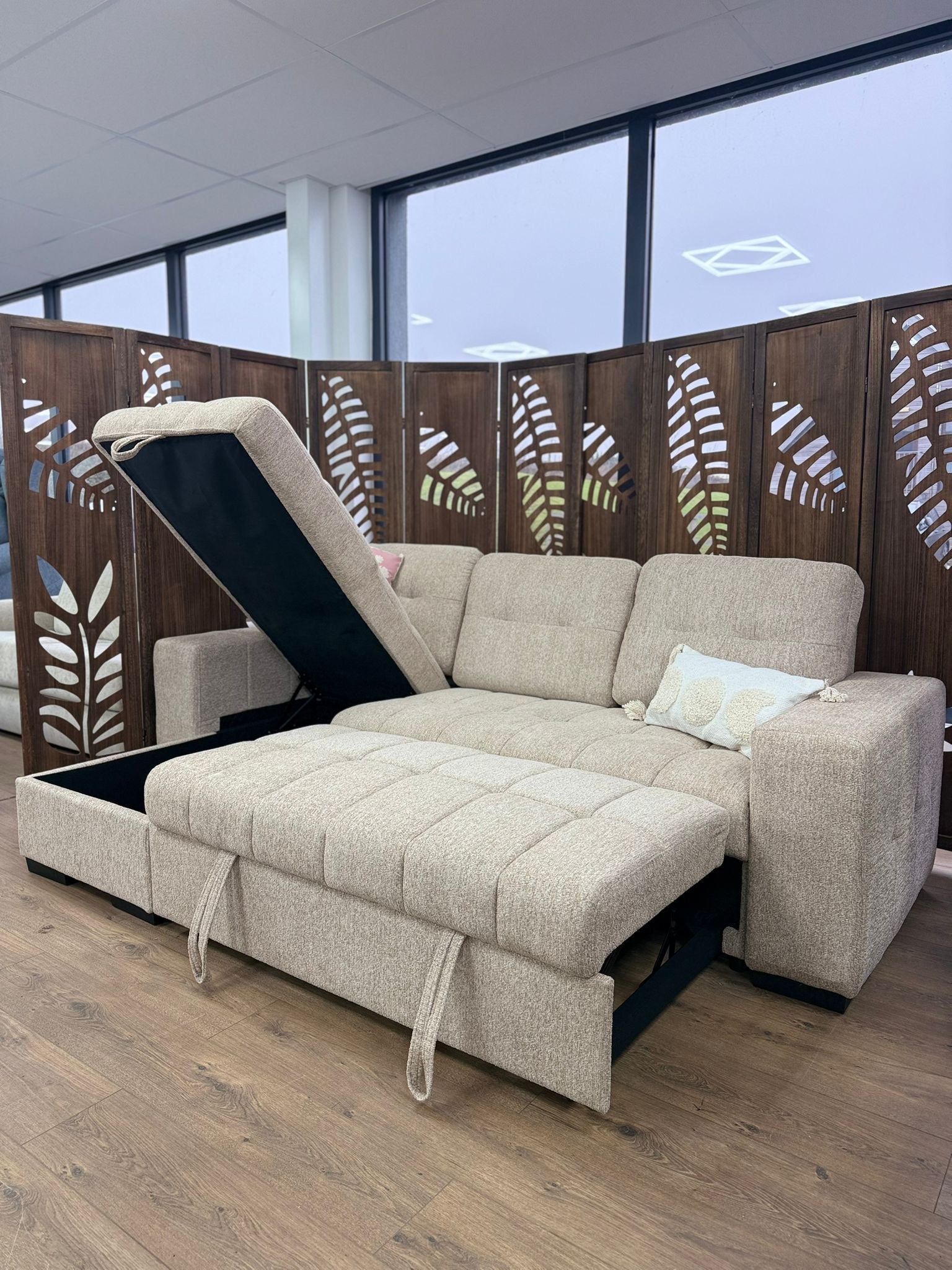 Palermo Universal Corner Sofabed With Storage - Beige