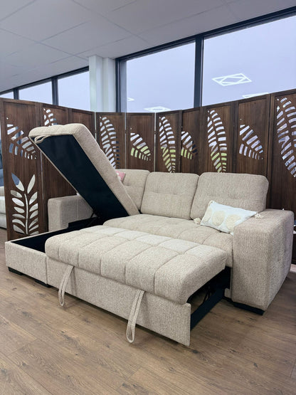 Palermo Universal Corner Sofabed With Storage - Beige