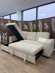 Palermo Universal Corner Sofabed With Storage - Beige