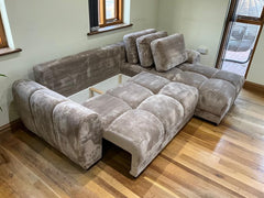 Azzuro Corner Sofa Bed With Storage – Universal Chaise – Plush Velvet  – Mocha