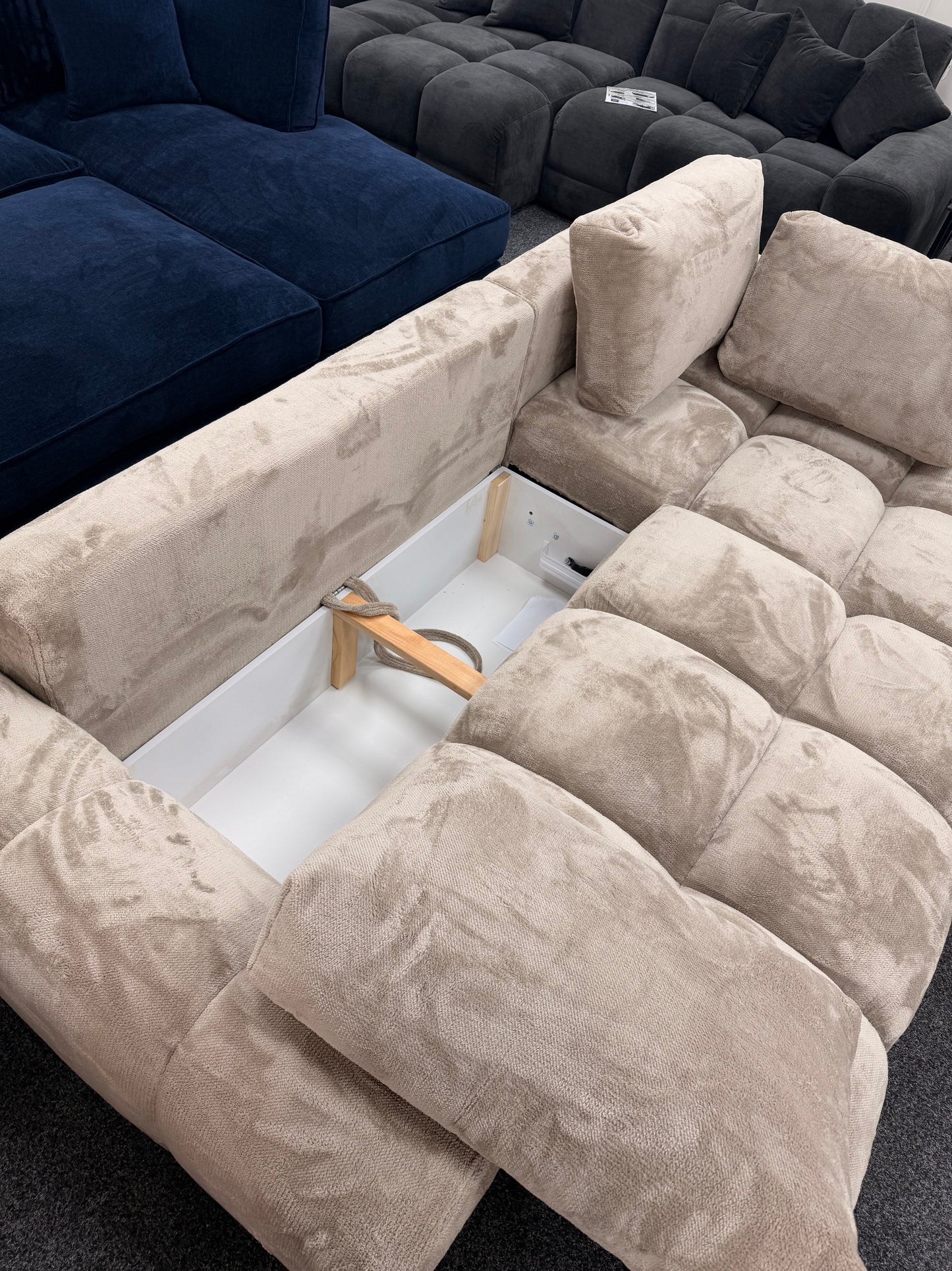 Azzuro Corner Sofa Bed With Storage - Universal Chaise - Plush Velvet  - Mocha