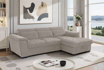 Alaya Storage L Shape Sofa Bed - Beige