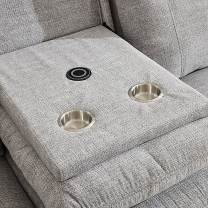 Siyara Fabric Electric Recliners Sofa - Grey With Cupholders-Cooling Cup-Holders/Bluetooth Speakers/Wireless Charging/USB Charging Ports/Storage