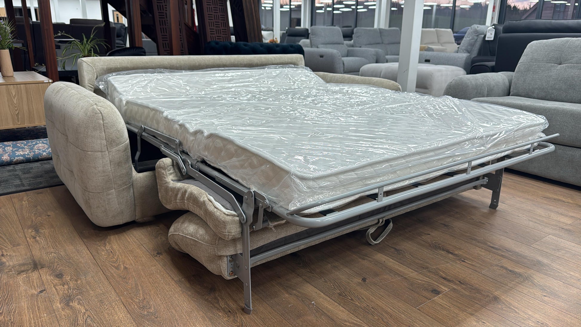 Athens 3 Seater Sofabed - Beige ( Free Mattress )