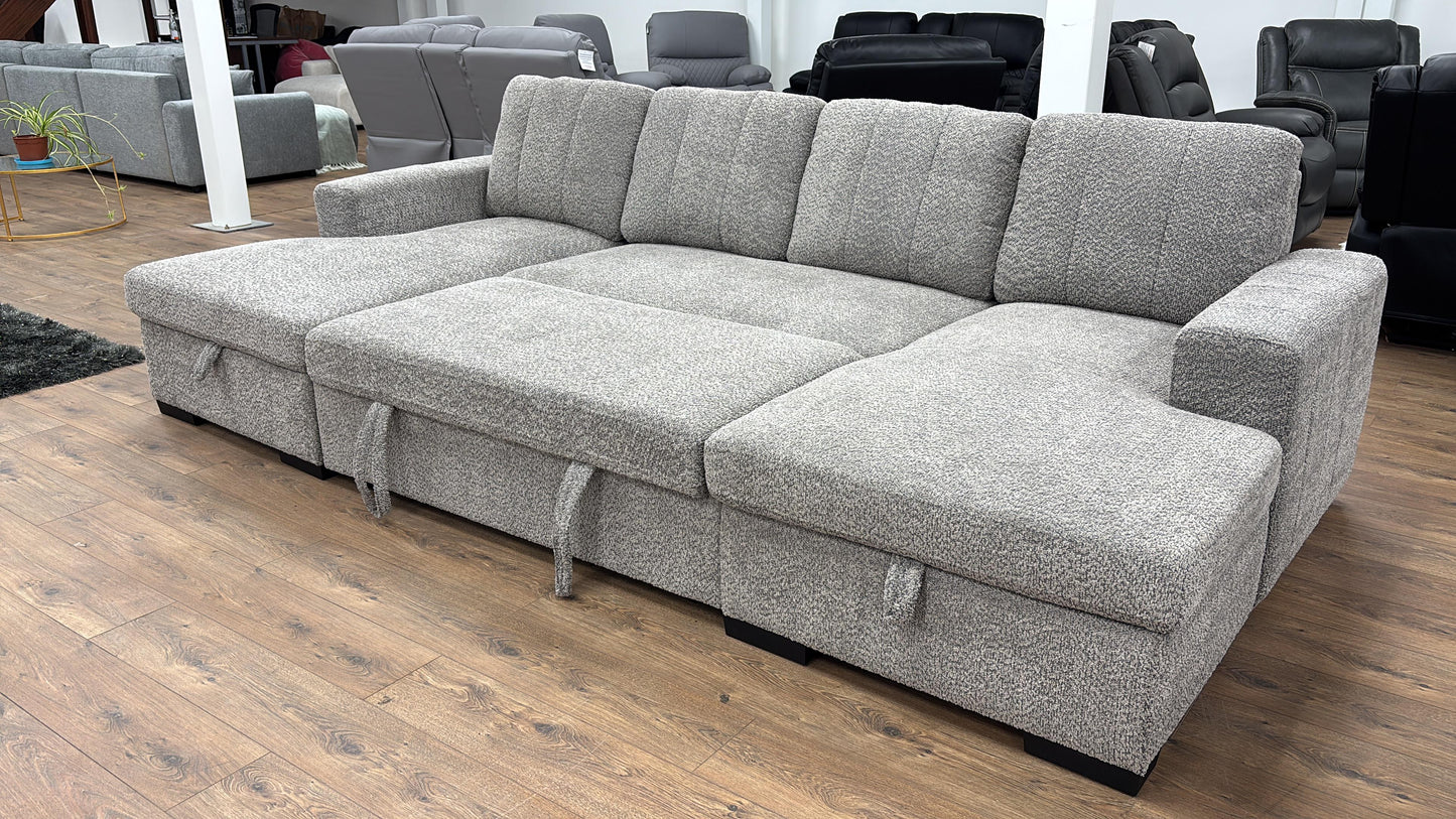 Como U Shape Corner Sofabed With Storage - Grey