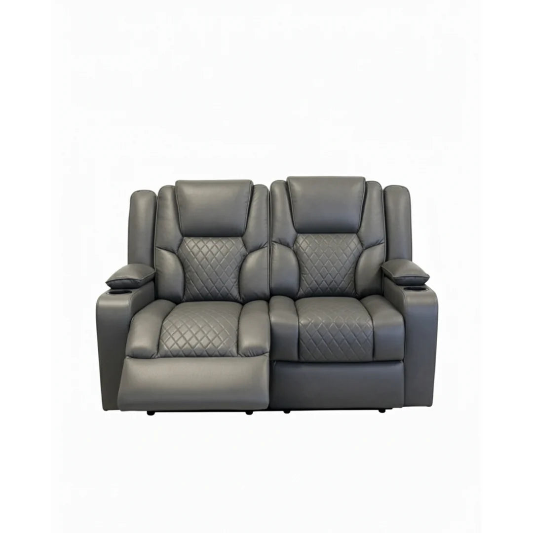 Orlando 3+2 Electric Recliner Leather Sofa - Grey