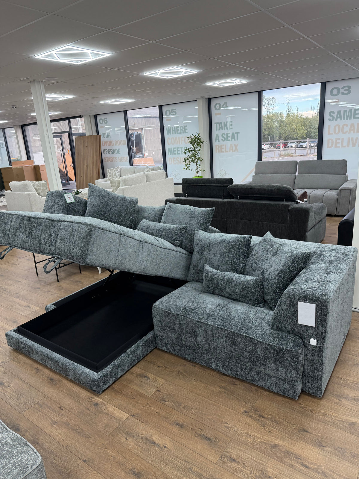 Brooklyn Electric Storage Left Hand Sofa Bed - Charcoal