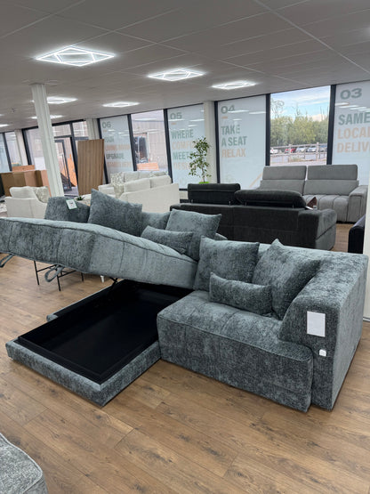 Brooklyn Electric Storage Left Hand Sofa Bed - Charcoal