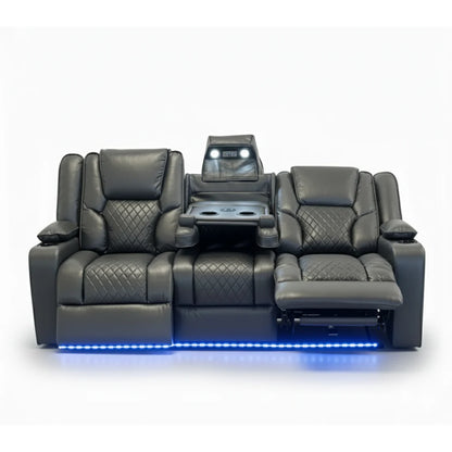 Orlando 3+2 Electric Recliner Leather Sofa - Grey