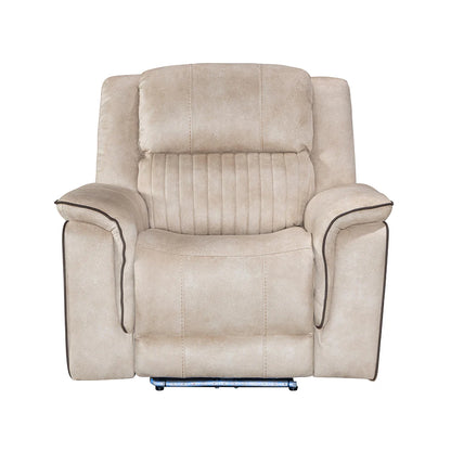 Geneva Pro Fabric Electric Recliner Sofas - Beige With Bluetooth/Cooling Cup-Holders/LED Lights