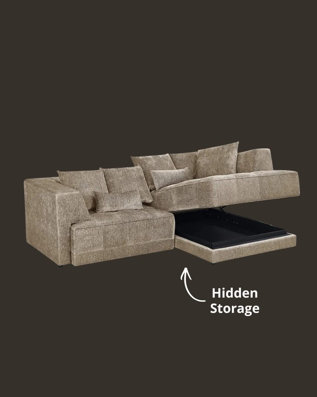 Brooklyn Electric Storage Left Hand  Sofa Bed - Mushroom Beige