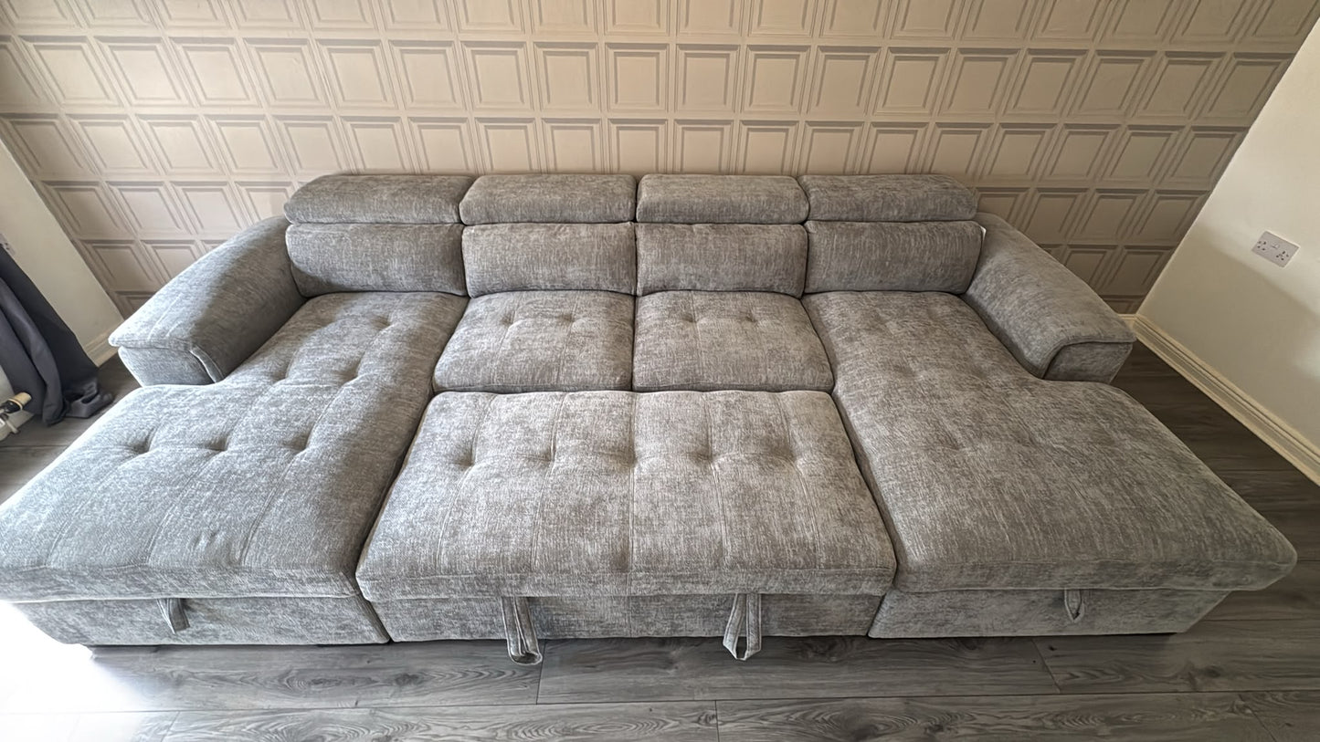 Alaya Storage U Shape Sofabed - Grey