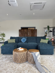 Moscow U Shaped Storage Sofa Bed - Blue